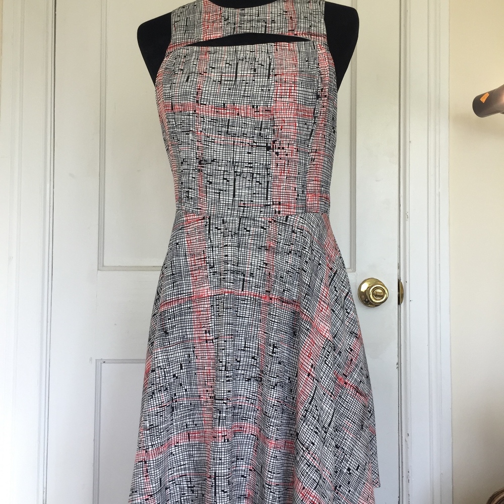 LUSH red & black geometric pattern dress size L